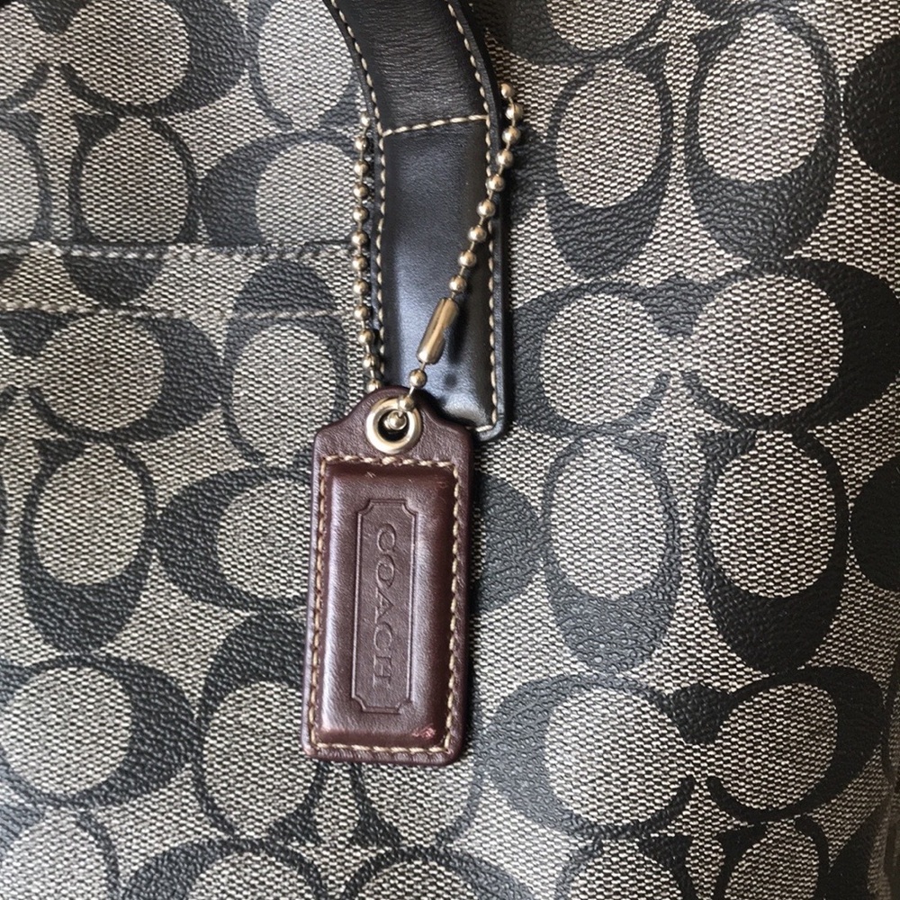 Coach Signature Monogram Corner Stripe Tote, 70336, Coated Canvas / Leather - Picture 2 of 15